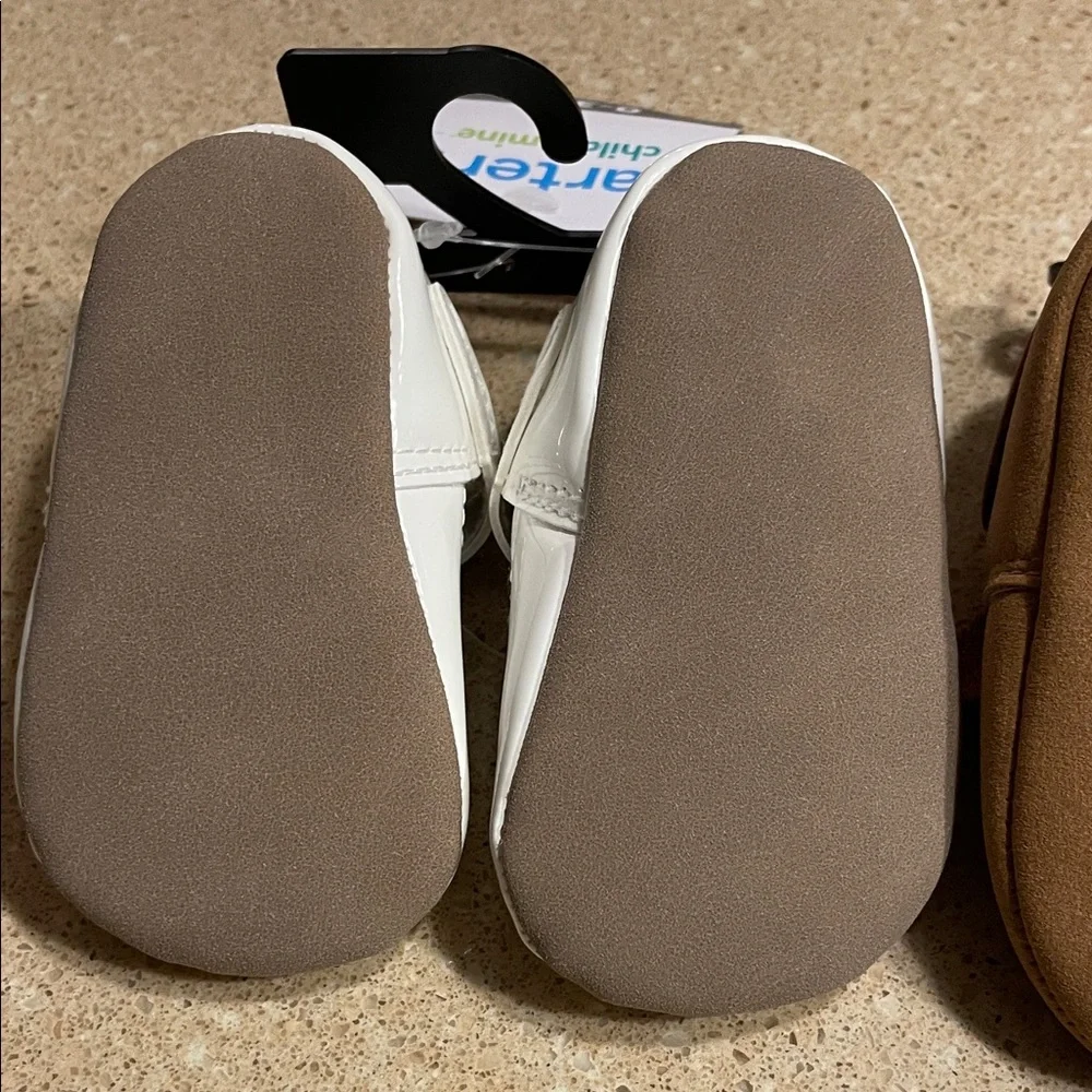 Child of Mine White and Brown Baby Shoe Set